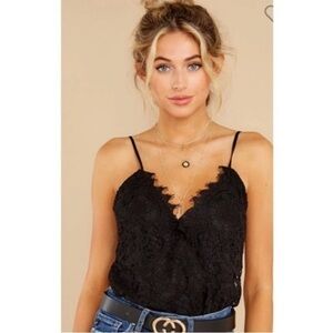 WAYF Black Lace Crossover Bodysuit Sz XXL